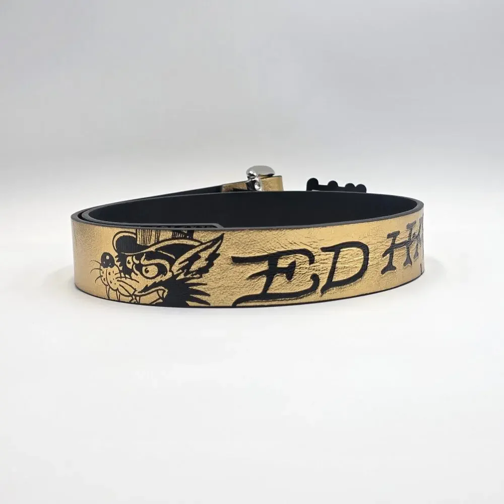 Ed by Ed Hardy designs Men's Size 34 Graphic Belt Color Gold New